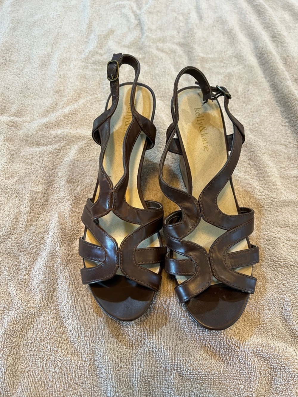 Kelly & Kate Dark Brown Strappy Wedge Sandals